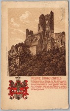 Drachenfels Ruin Castle Postcard 1914 Königswinter Germany Posted H83