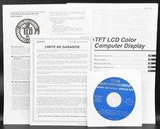 Vtg Sony TFT LCD Color Computer Display Utility CD-Rom Version 1.9 1-772-979-24