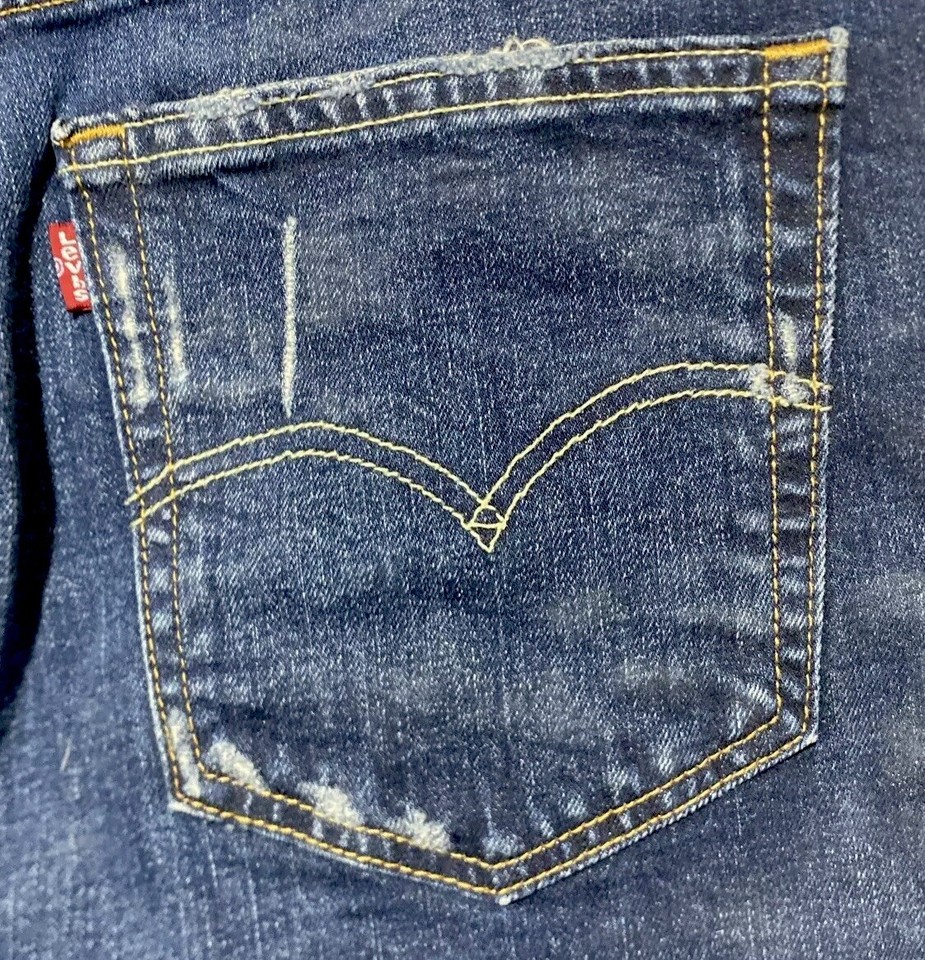 Levis 511 Shorts Men Size 38 Blue Cut Off Raw Hem Jeans Denim Bermuda