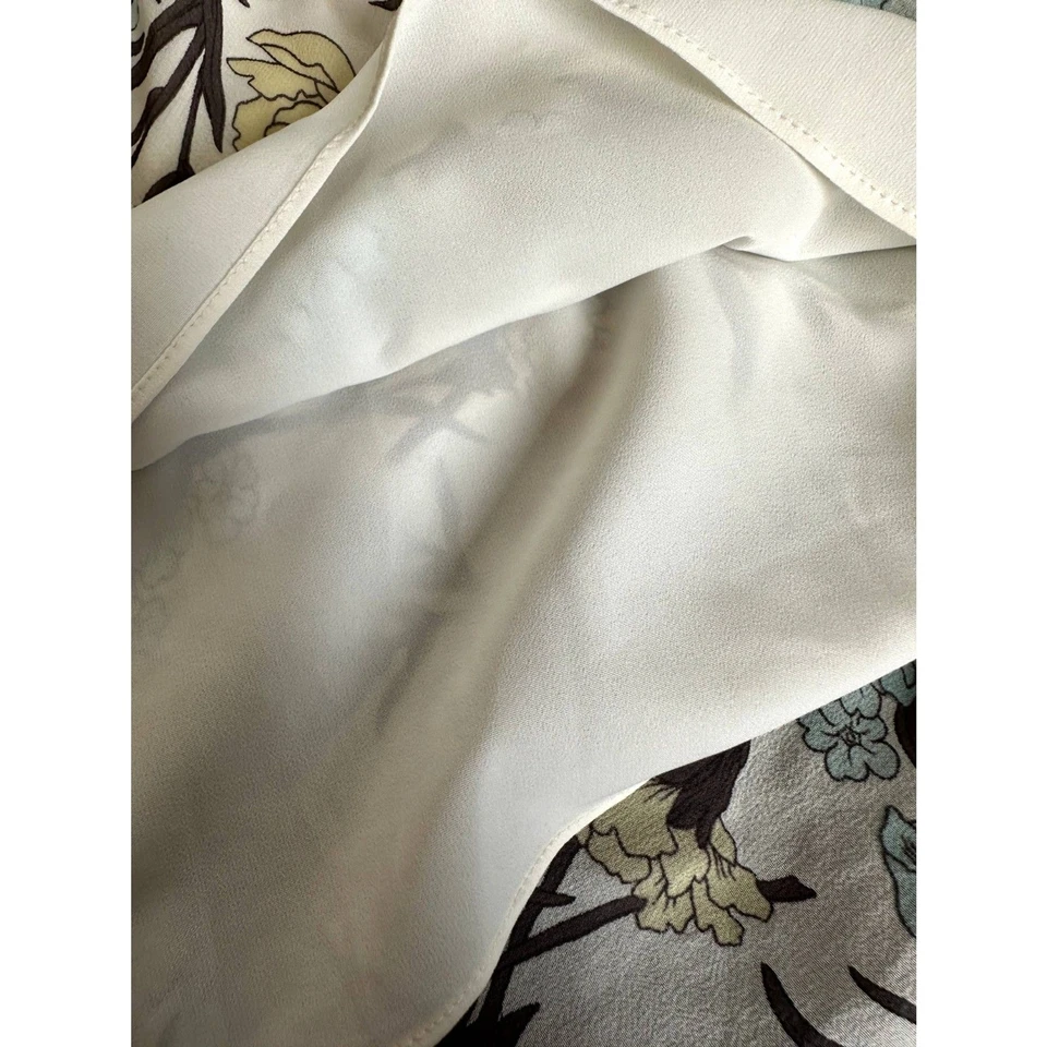 Y2K Floral Ruffle Midi Skirt Cream Blue Yellow Brown Vintage Garden Party Skirt - Image 4 of 4