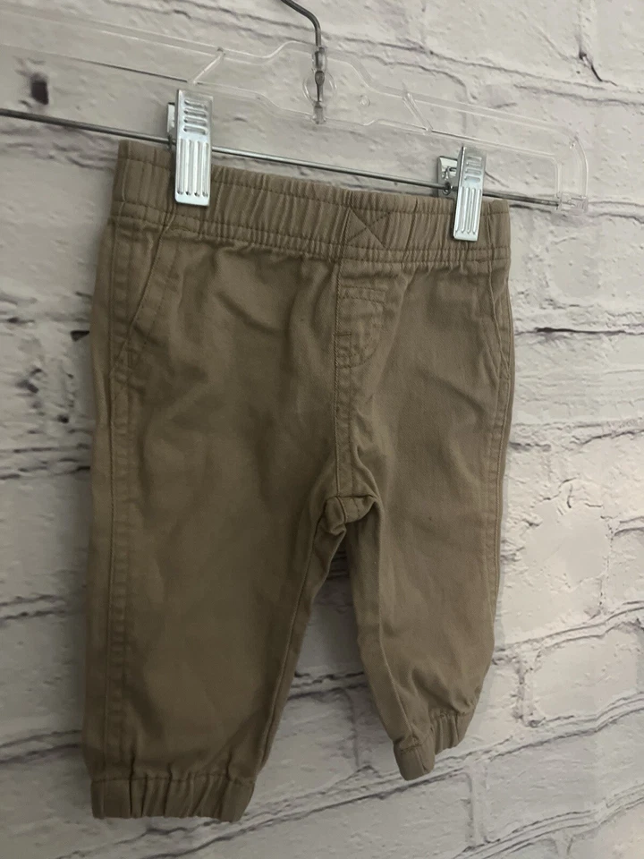 Wrangler Solid Khaki Joggers Elastic Waist 100% Cotton EUC Baby Size 6M - Image 3 of 4