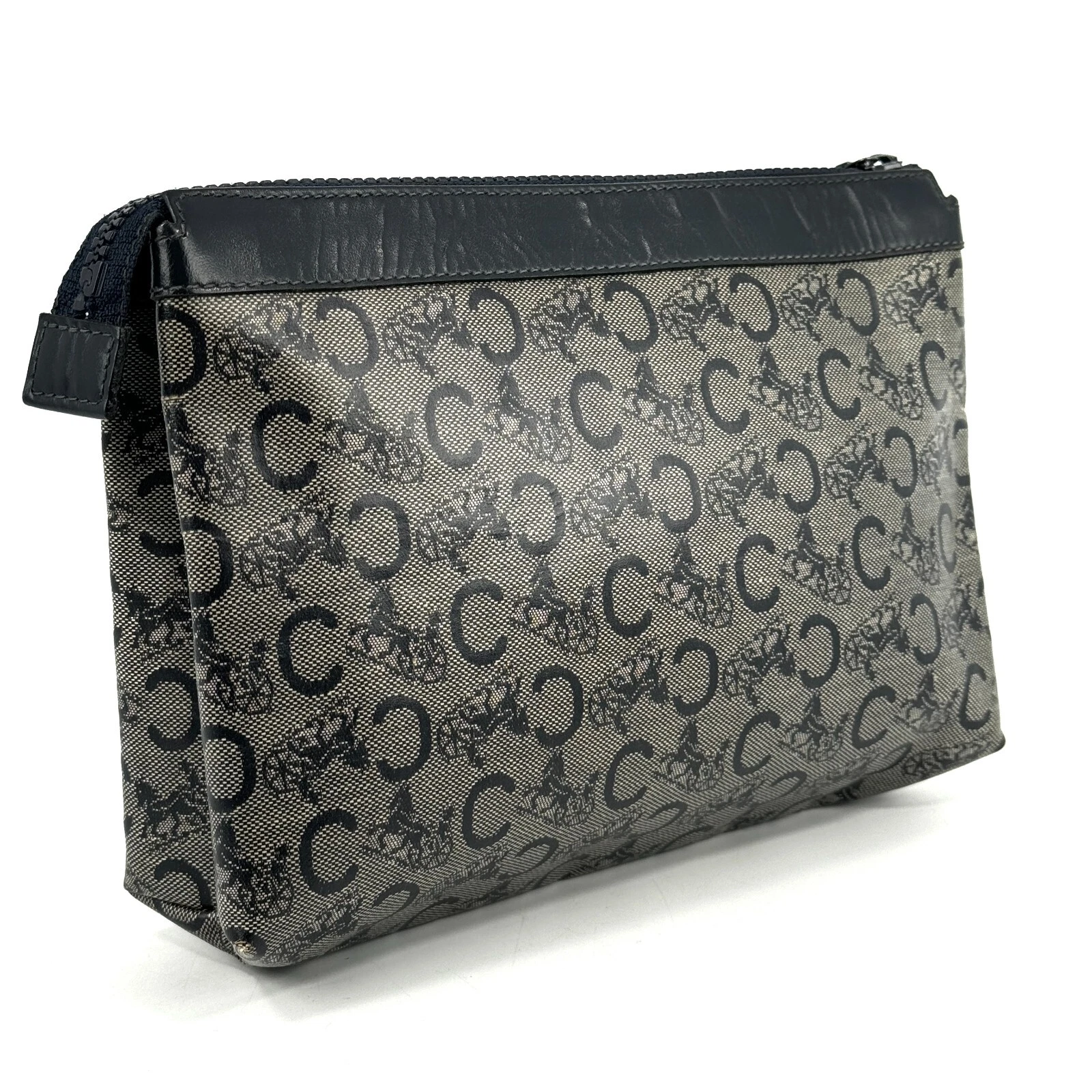 CELINE C Macadam Pochette Pochette Pochette Pelle PVC Nero MO5 Autentica