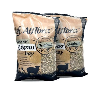 2 x Alflora Premium Organic Ryegrass Hay 14l approx 1kg Rabbit,Gerbils,GuineaPig