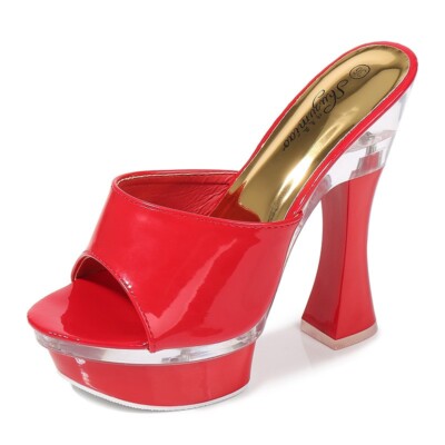 NEW FETISH 5.5'' CHUNKY HIGH HEEL PLATFORM POLE DANCE RUNWAY STRIPPER SANDALES