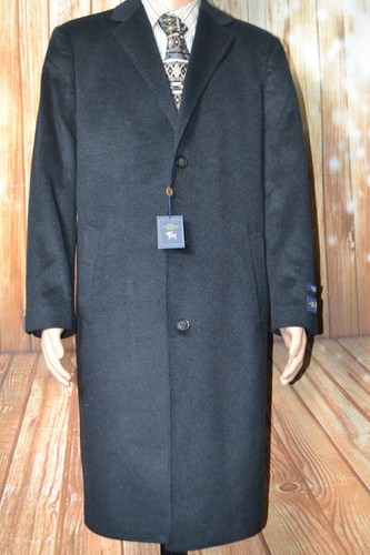 Hart Schaffner Marx Men's Wool Cashmere Black 3 Front Button Overcoat Sz 40R - Picture 2 of 15