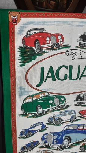 Vintage Jaguar Memory Designs Tea Towel RARE - Picture 9 of 14