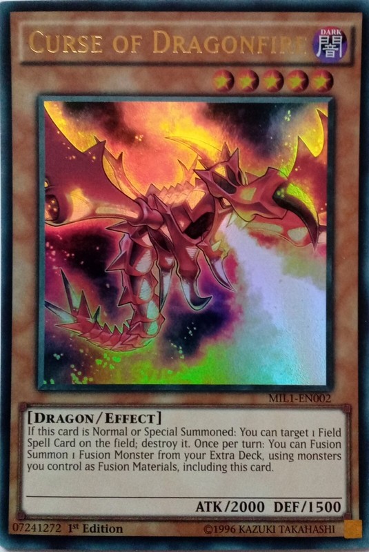 MIL1-EN002 CURSE OF DRAGONFIRE ULTRA RARE 1ST EDITION YuGiOh CARD