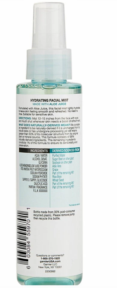 Bruma facial hidratante Garnier SkinActive con jugo de aloe - 4,4 fl oz Foto 2 de 2