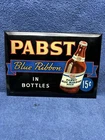 VINTAGE 1940’S PABST BLUE RIBBON TOC TIN OVER CARDBOARD BEER SIGN