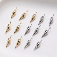 10pcs Conch Charm,Gold/Silver Tone Conch Pendants With Loop,Cone Charms