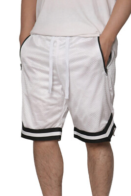 Men's Premium Mesh Basketball Shorts Zippered Pockets Gym