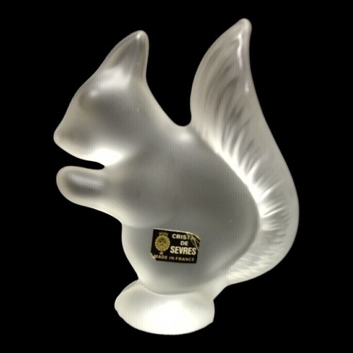 Cristal de Sevres Crystal Satin Frosted Squirrel Figurine Signed Artist France - Picture 9 of 9