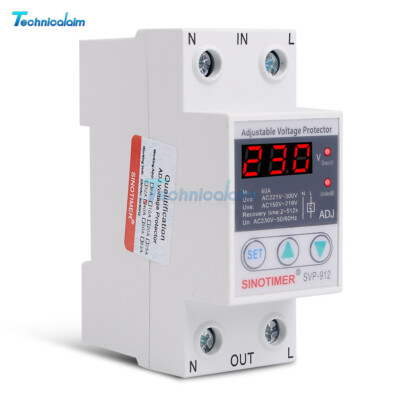 220V Din Rail Adjustable Over & Under Voltage Protective Device Delay Auto reset