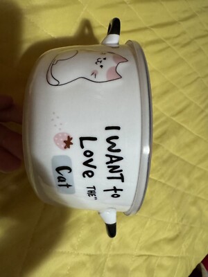 Cute cat pot for ramen noodles, pre-Owned, aesthetic cute 