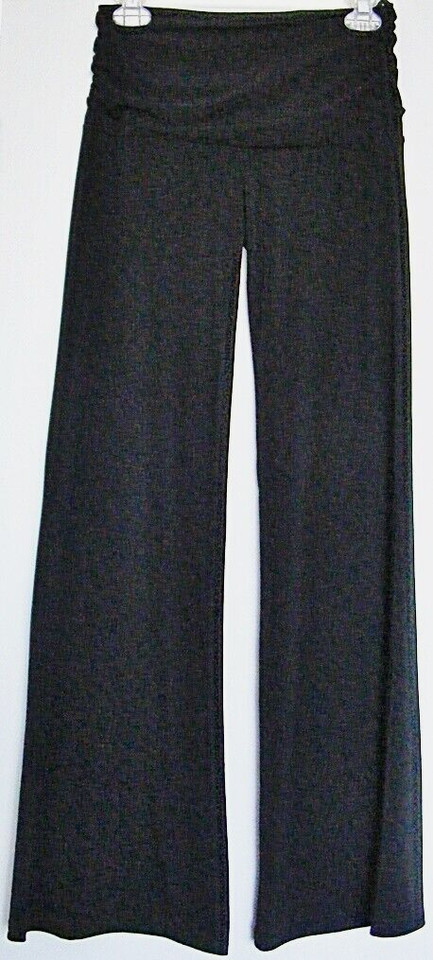 WISH Black PANTS smooth stretch Pants Flared wide gathered waistband~ Women sz 6