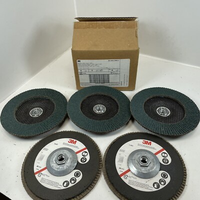 3M Flap Disc 577F, T27 Quick Change, 7'' in x 5/8-11, 80 Grade QTY (5) Disc