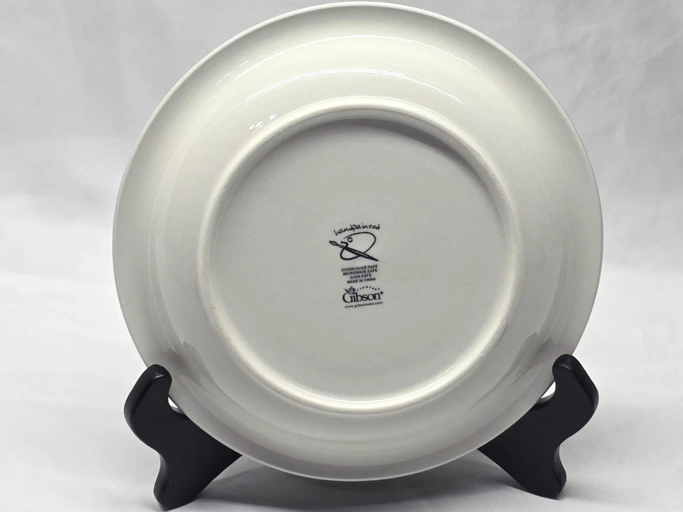 Plato de ensalada vintage Gibson 7,5" melocotón duo gres pintado a mano - Juego de 6 Foto 4 de 4