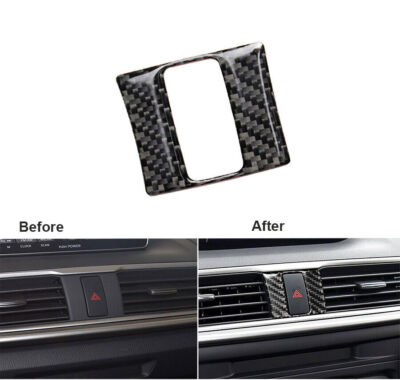 Carbon Fiber Interior Warning Lamp Button Frame Trim For Mazda 3 Axela 2013-2018