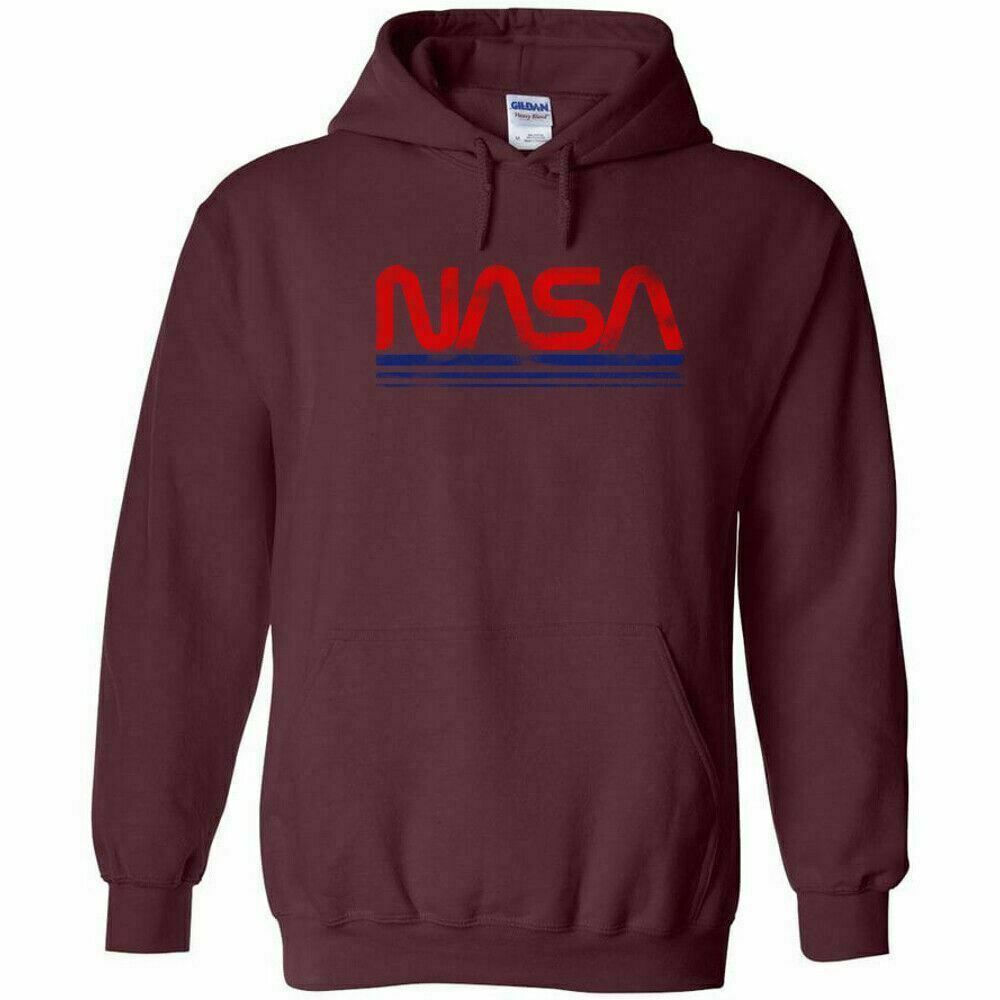 NASA Vintage Worm Logo Hoodie Sweatshirt Space Shuttle UFO Mars Astronaut  New | eBay