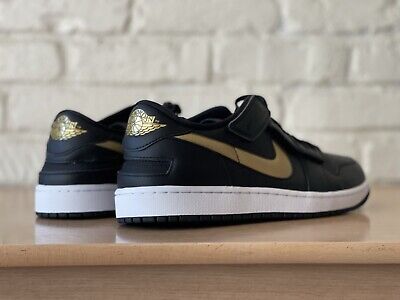 Nike Air Jordan 1 Low Flyease Black Gold White Easy On Nike Air Jordan 1 Low Flyease Black Gold White Easy On