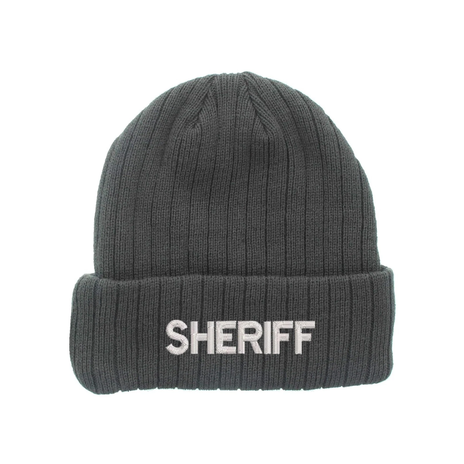 Sheriff embroidered fleece beanie hat (gray), insulated fleece beanie
