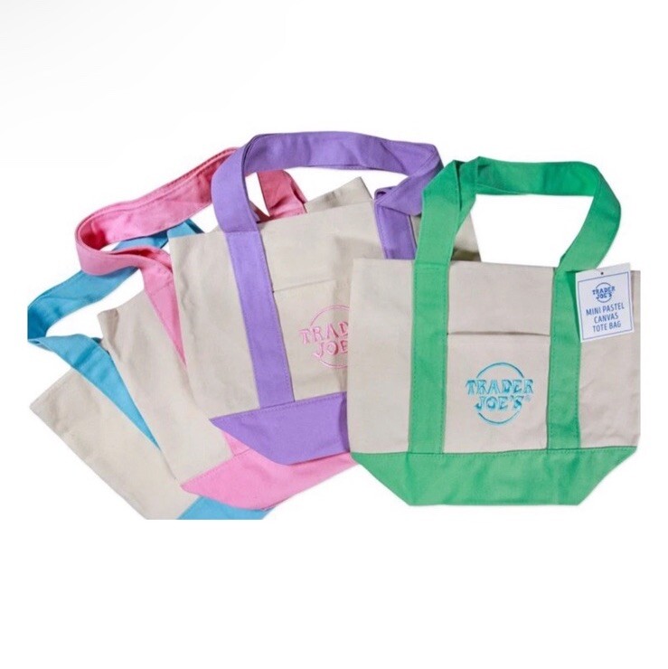 新品TRADER JOE'S ミニトートバッグ４枚セット Trader Joe's Mini Pastel Canvas Tote Bags – Set of 4 Limited