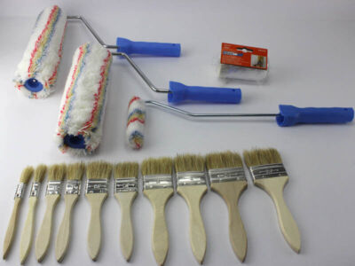 Maler Set Farbwalze Rolle Pinsel Abklebeband Masker Krepp Abdeck Schutz Folie