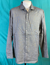 Calvin Klein Men  s Infinite Cool Button-Up Shirt Non-iron L Large Gray herringbo