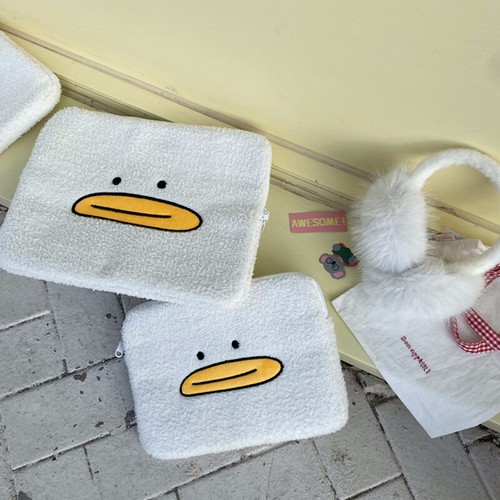 Kawaii Tote Laptop Bag Women Cartoon Duck Plush Padbag And Purses Soft For Women - Photo 10/14