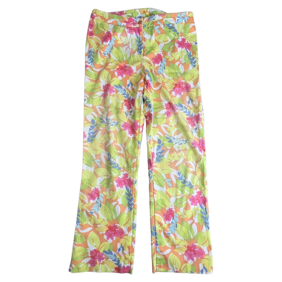 Pantalones deportivos Sigrid Olsen para mujer multicolores florales tiro medio pierna recta 10 Foto 2 de 4
