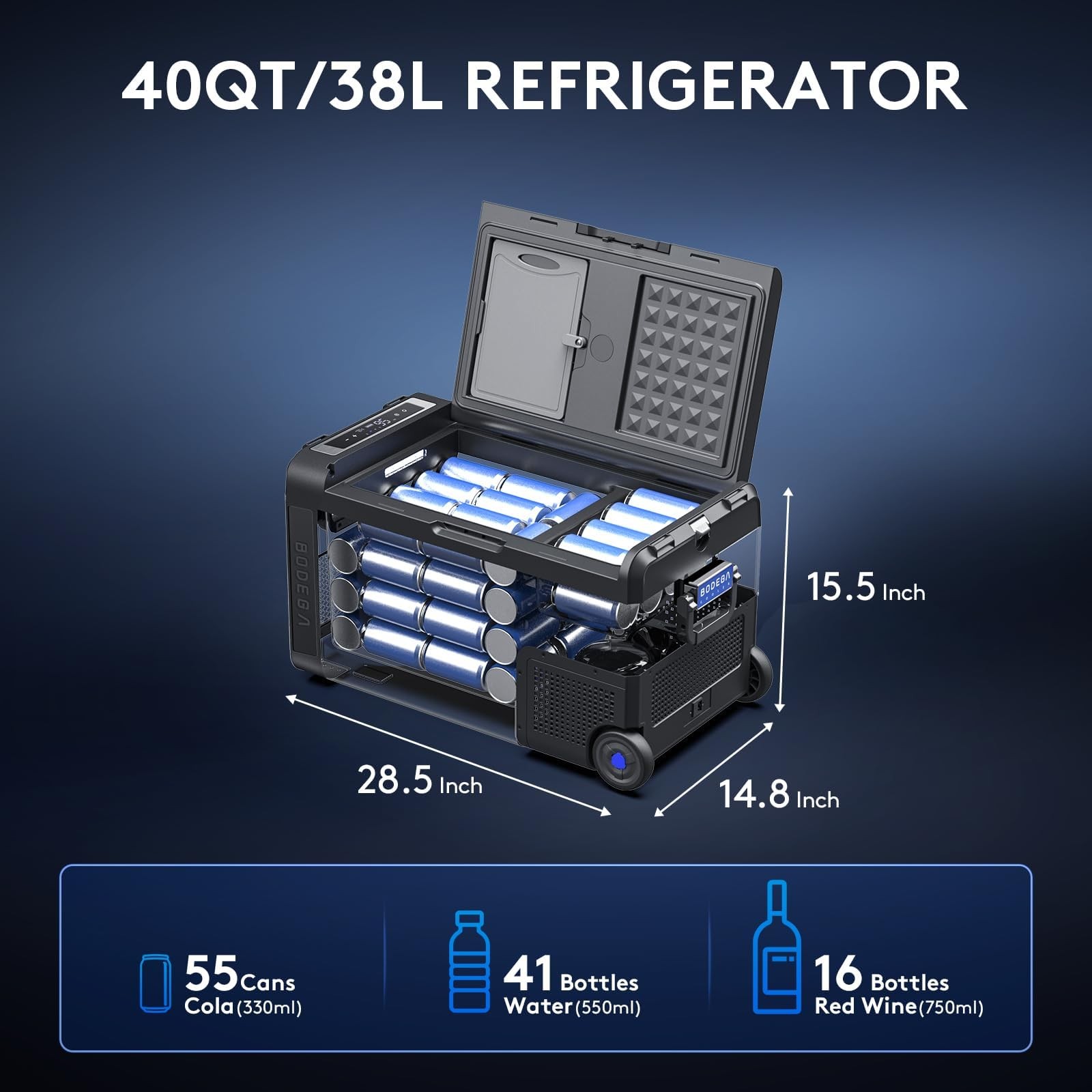BODEGACOOLER 12 Volt Car Refrigerator, Portable Freezer WIFI APP Control, 40Q...