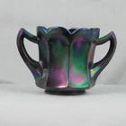 IMPERIAL FLUTE PURPLE CARNIVAL GLASS OPEN SUGAR BOWL