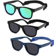 3 Pack Bendable Flexible Polarized Newborn Baby Sunglasses with Silicon Strap...