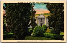 Charlottesville VA, Home of James Monroe, Ash Lawn, Boxwood Hedges, Postcard
