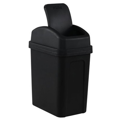 1.8 Gallon Swing Top Trash Can, Small Swing Garbage Can, Black