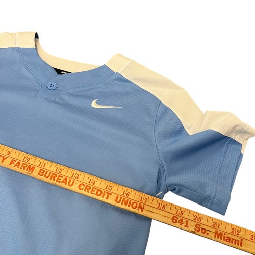 Nike Baseball Trikot Jungen Größe L Hellblau Weiß Kurzarm V-Ausschnitt - Bild 3 von 8