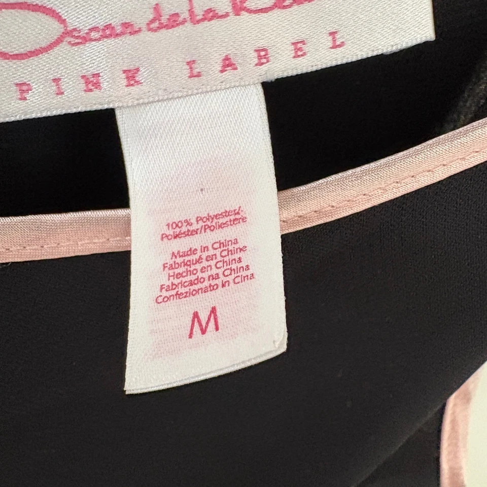 Vestido sin Mangas Oscar de la Renta Etiqueta Rosa Negro Floral Bordado Talla M Y2K De Colección Foto 4 de 4