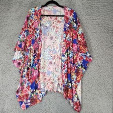 Umgee Top Womens Medium/Large Multicolor Floral Kimono Duster Cover Blouse