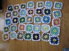 Lot of 35 Handmade IN MAINE Crochet Granny Squares 4" New MULTI COLOR