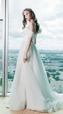 White Off-Shoulder A-Line Full-Length Wedding Dress Classic Formal Gown