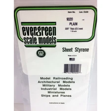Evergreen 9020 Styrene Plastic Plain Sheet 0.020" x 6" x 12" (3)