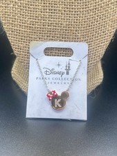 Disney Parks Minnie Mouse Bow  the Letter K, Silver Toned Necklace