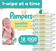 Sensitive Baby Wipes, Unscented, Fragrance Free, Clinically Proven, Water Based,
