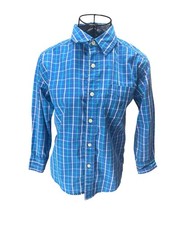 Nautica Blue Plaid Long Sleeve Button Down Shirt Boys Size 8
