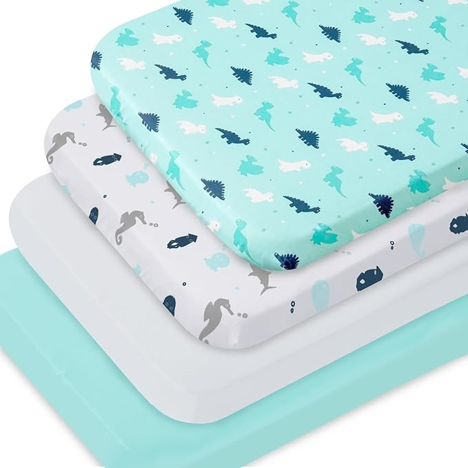 Soft Pack N Play Fitted Sheets Fit for Guava Lotus Travel Crib 4 Pack 24