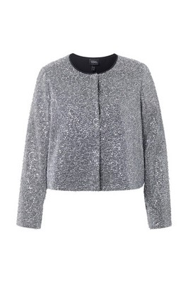 Ulla Popken Damen große Größen Bouclé Jacke Glitter Boxy Rundhals Langarm 842491