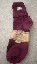 Vintage Ribbed Cuff Ankle Slouch Socks Ribbed Scrunch NOS Burgundy 9-11