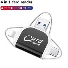 4-in-1 Multi-Port Universal USB Card Reader – Adapter, UK Stock