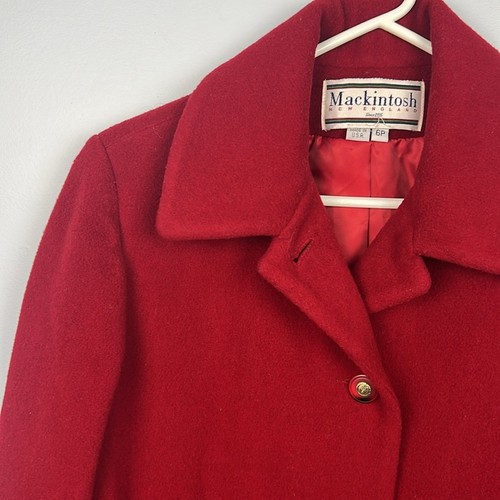 Mackintosh New England vintage red wool button down coat size 6P - 第 2/14 張圖片