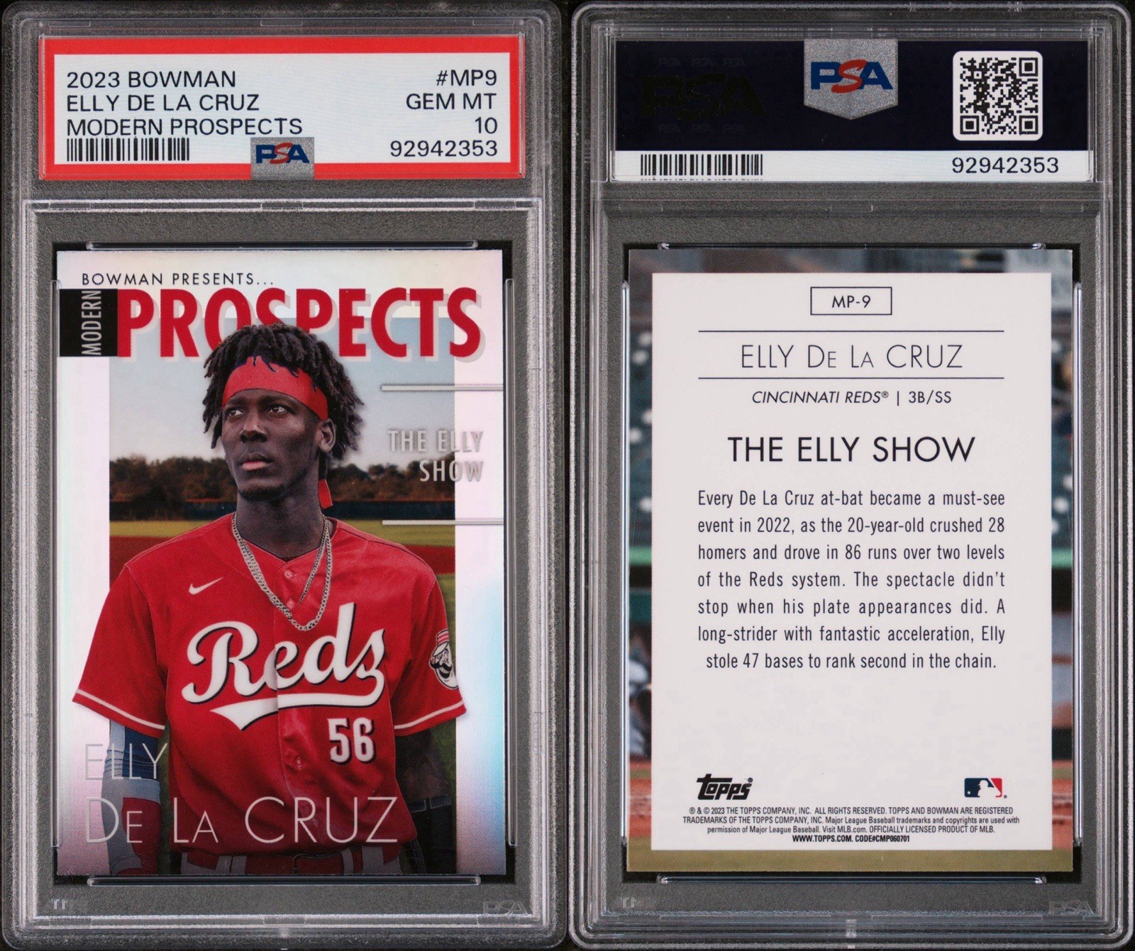 2023 Bowman Modern Prospects ELLY DE LA CRUZ #MP-9 RC PSA 10 view 5